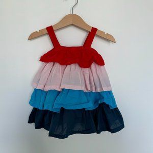 Tucker + Tate Ruffled Dress, Red, Pink and Blue, 9M